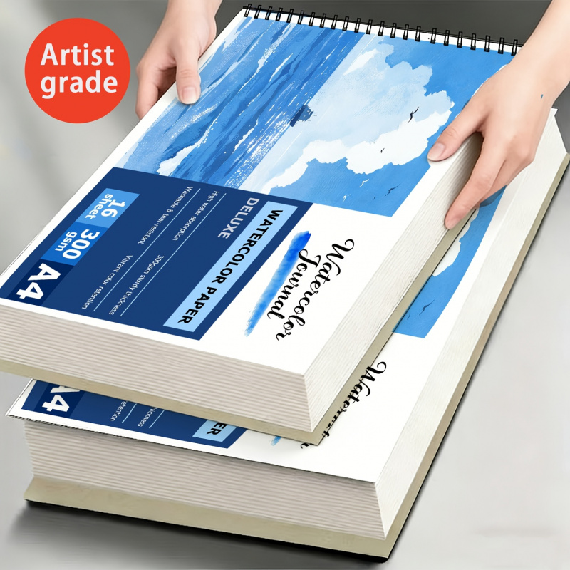 Stationery Books - 16매 A4 스파이럴 바인딩 수채화 패드,
