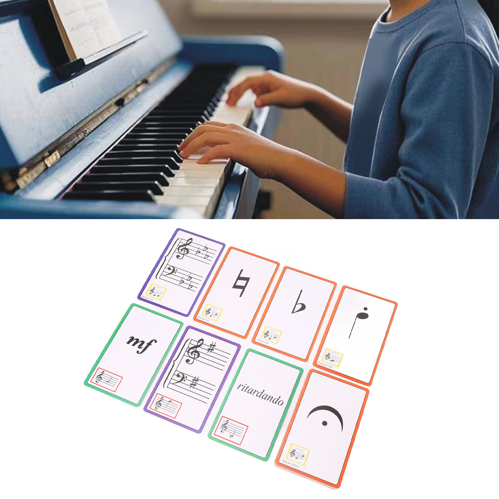 Blank Sheet Music Notebook - 음악 플래시 카드 색상 코드화 양면