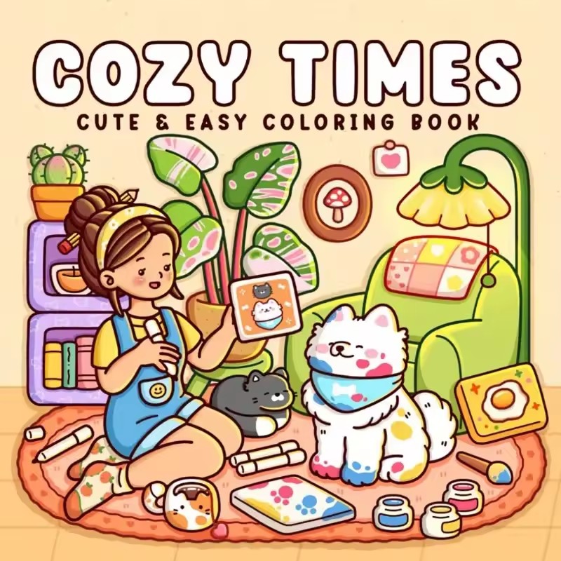 Adult Coloring Book Stress Relief - 아늑한 시간 성인을 위한 귀엽고 쉬운