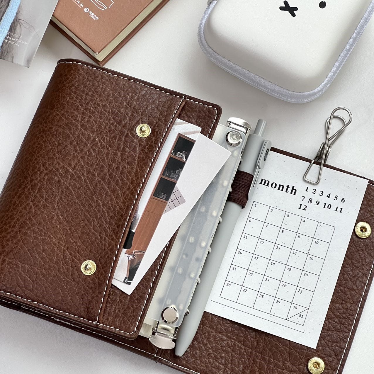 Vintage Leather Journal Notebook - A7 3단 접이식 원사이즈 레트로 소프트