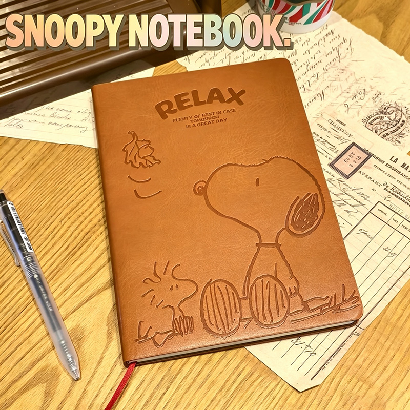 Vintage Leather Journal Notebook - 빈티지 스누피 A5 가죽 노트 귀여운