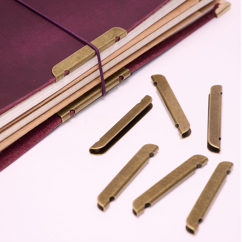 Vintage Leather Journal Notebook - 가죽 노트북 금속 모서리 보호 다이어리
