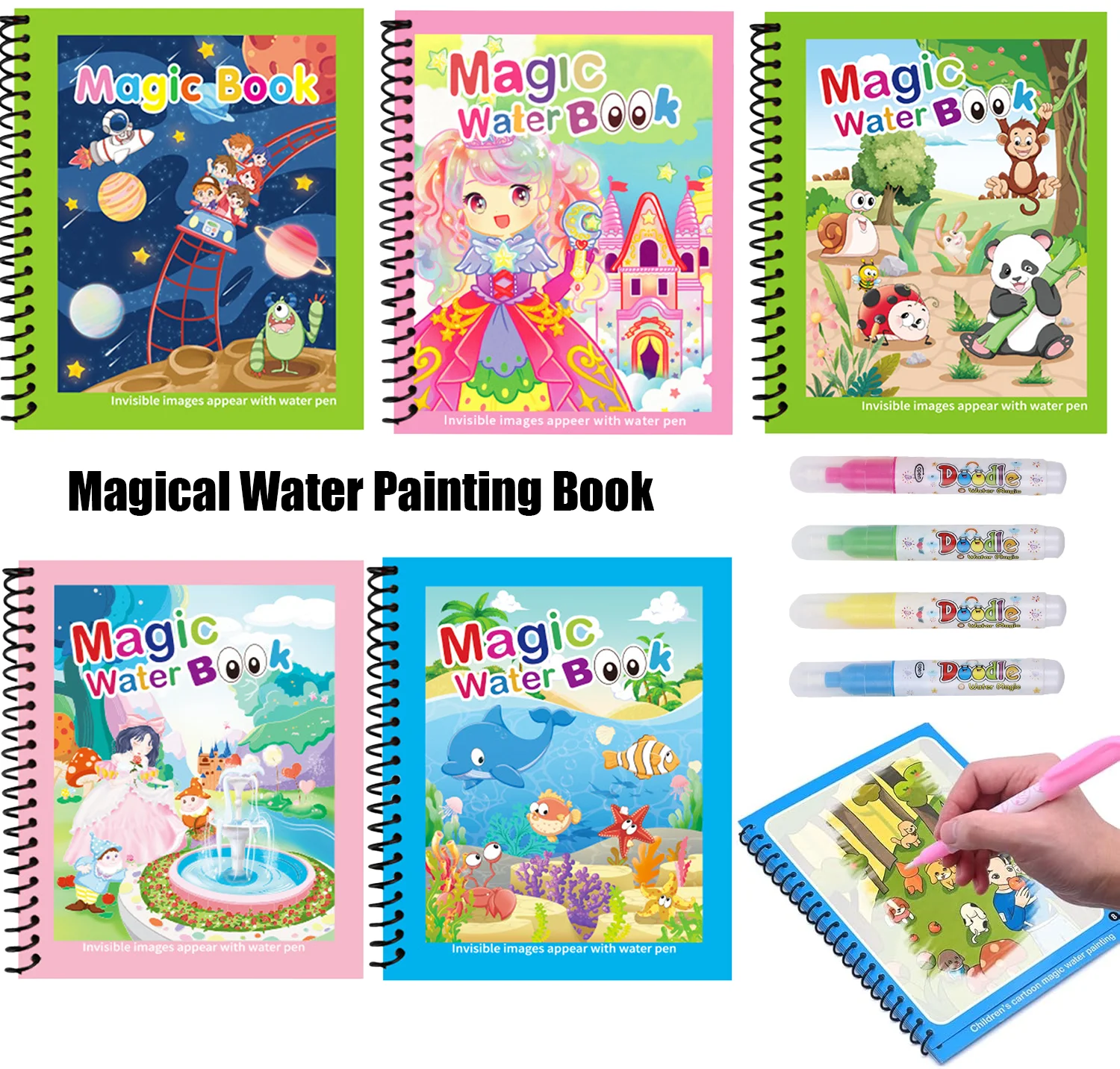 다시 사용할 수 있는 그림 그리기 책, 몬테소리 색칠하 - Reusable Water Magic Coloring Book 리뷰 및 가격